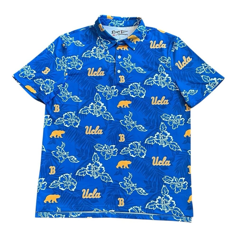 Reyn Spooner UCLA Bruins University Men's Polo Hawaiian Performance Size Medium